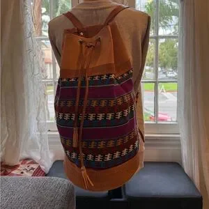 Bags | Large Backpack Hand Woven Wool Kilim Tooled Leather  display picture 1